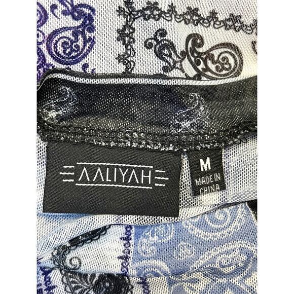 Aaliyah One in A Million Cropped Top LS Black Sheer Y2K 90s Gothic Stretch - Picture 7 of 8